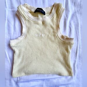 Whitefox Butter Yellow Ribbed Women's Crop Top